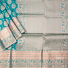 Teal Soft Silk Saree With Beautiful Temple Border