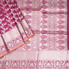 Wine Shaded Soft Silk Saree With Floral Pattern On The Body