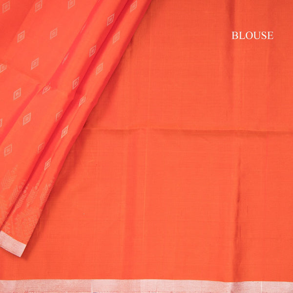 Orange Soft Silk Saree With Tiny Buttis On Body And Stylish Border
