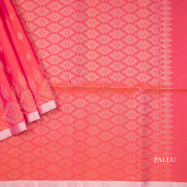 Shot Colour Pink Soft Silk Saree With Tiny Buttis On Body And Stylish Border