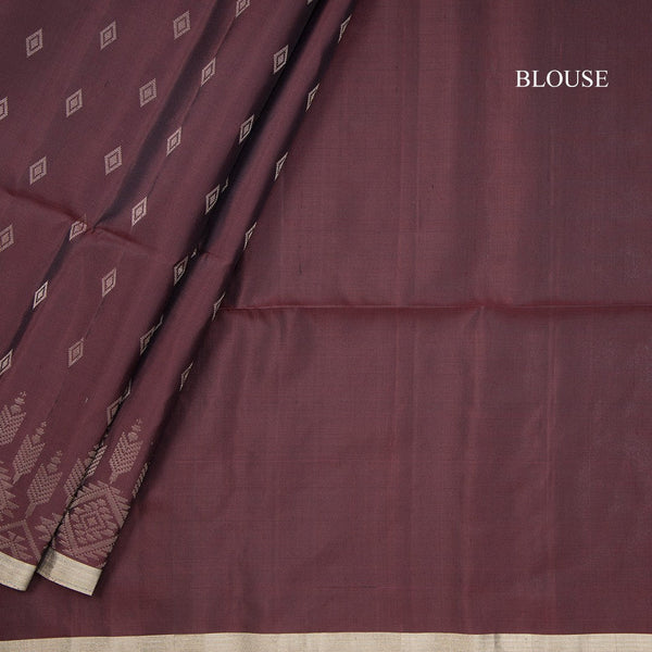 Chocolate Brown Soft Silk Saree With Tiny Buttis On Body And Stylish Border