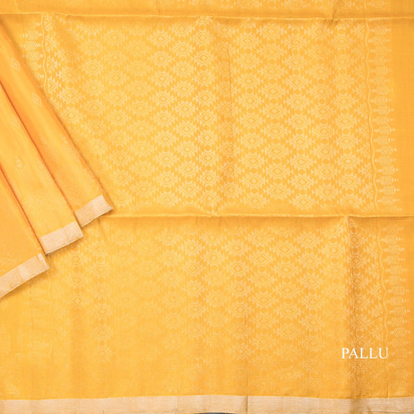 Mango Yellow Soft Silk Saree With Tiny Buttis On Body And Stylish Border