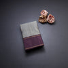 Grey Silk Saree With Small Zari Buttas And Chocalate Brown Border