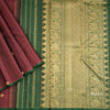 Araku Colour Micro Checked Silk Saree With Peacock And Chakra Buttas And Contrast Pallu