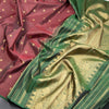 Araku Colour Micro Checked Silk Saree With Peacock And Chakra Buttas And Contrast Pallu