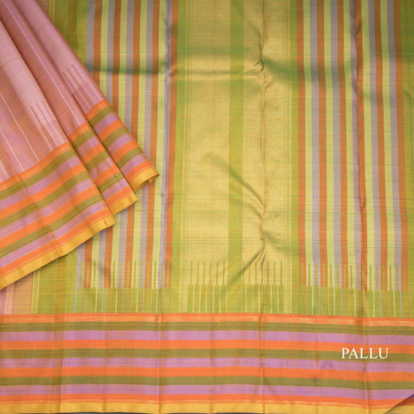 Shot Colour Silk Saree With Vertically Stripes Design And Multi Colour Border