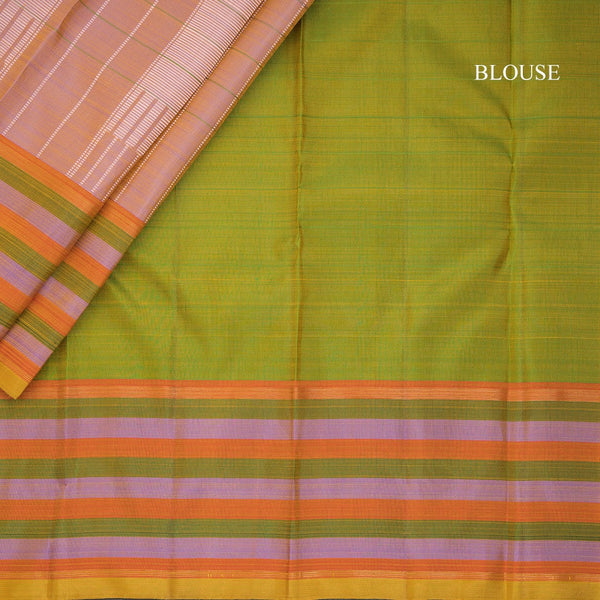 Shot Colour Silk Saree With Vertically Stripes Design And Multi Colour Border