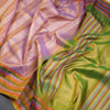 Shot Colour Silk Saree With Vertically Stripes Design And Multi Colour Border