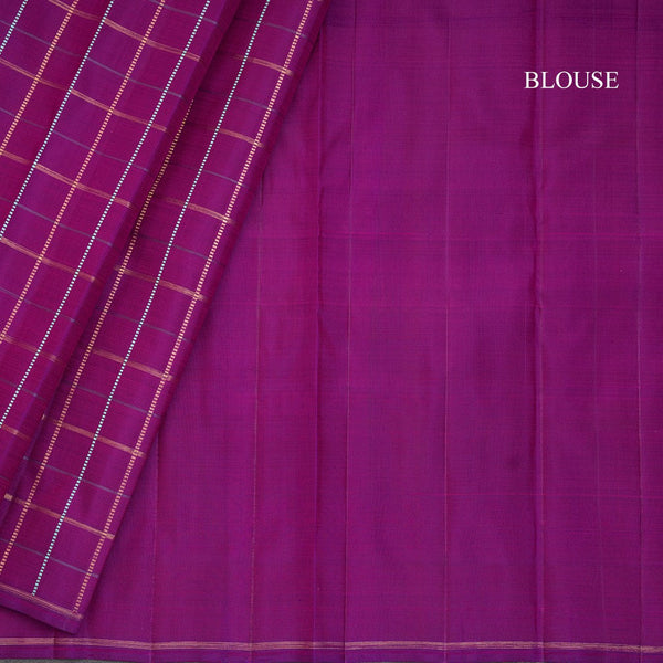 Shot Colour Silk Saree With Purple Checked Long Border