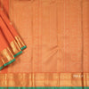 Rust Orange Silk Saree With Peacock And Chakra Buttas And Gold Zari Border
