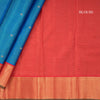 Peacock Blue Silk Saree With Zari stripes With Small Buttas And Red Zari Border