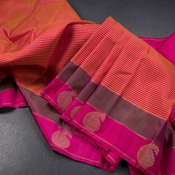 Multi Colour Thread Work Silk Saree And Double Colour Border