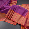 Purple Micro Checked Silk Saree And Rettapet Border