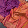Purple Micro Checked Silk Saree And Rettapet Border