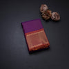 Purple Micro Checked Silk Saree And Rettapet Border