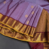 Shot Colour Silk Saree With Peacock And Chakra Buttas And Gold Zari Border