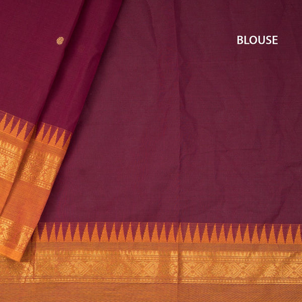 Kanchi Cotton Maroon Saree With Small Zari Buttas On The Body