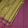 Olive Green Silk Saree With Chakra Buttas And Stripes Border