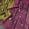 Olive Green Silk Saree With Chakra Buttas And Stripes Border
