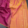 Dark Pink Borderless Silk Saree With Floral Zari Buttas On The Body