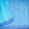 Sky Blue Silk Saree With Zari Buttas And Stripes Border