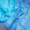 Sky Blue Silk Saree With Zari Buttas And Stripes Border