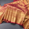 Maroon Tissue Silk Saree With Gold Zari Border