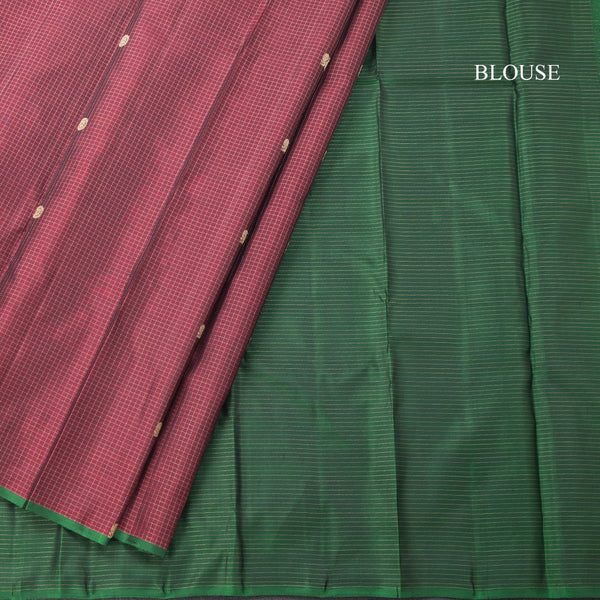 Araku Colour Borderless Micro Checked Silk Saree With Peacock And Chakra Buttas