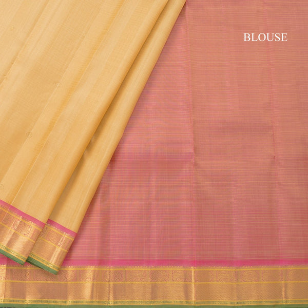 Sandal Checked Silk Saree With Chakra And Mango Buttas And Zari Border