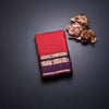 Red Silk Saree With Chakra Buttas On The Body And Purple Zari Border
