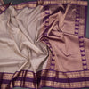 Light Brown Soft Silk Saree with Vertically Striped Design And Rettapet Border