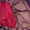 Reddish Pink Soft Silk Saree with Vertically Striped Design And Rettapet Border