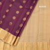 Purple Zari Checked Soft Silk Saree With Peacock Design and Gold Zari Border