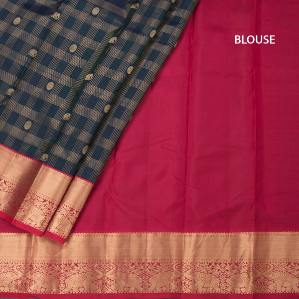 Shot Colour Soft Silk Saree Checks With Elephant And Chakra Design And Zari Border