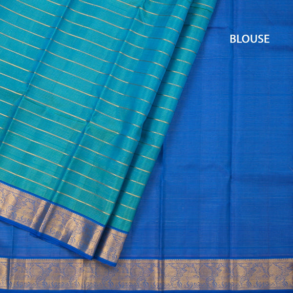 Shot Colour Zari Stripes Silk Saree And Gold Zari Border