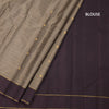 Brown Silk Saree With Peacock And Chakra Buttas And Simple Border