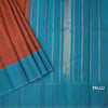 Rust Orange Silk Saree With Stripes Design And Simple Border