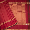 Red Checked Silk Saree With Peacock Self Border