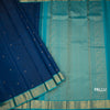 Peacock Blue Silk Saree With Small Buttas And Gold Zari Border