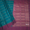 Peacock Blue Soft Silk Saree With Checks Design And Simple Border