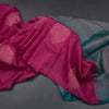 Dark Pink Borderless Soft Silk Saree With Contrast Pallu