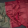 Sage Green Borderless Soft Silk Saree With Contrast Pallu
