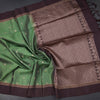 Parrot Green Soft Silk Saree With Chakra Buttas And Simple border