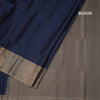 Navy Blue Checked Soft Silk Saree With Contrast Border