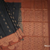 Black Soft Silk Saree With Floral Buttas And Paisley Border