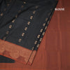 Black Soft Silk Saree With Floral Buttas And Paisley Border