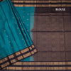 Peacok Blue Soft Silk Saree With Small Buttas And Rettapet Border