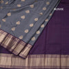 Grey Silk Saree With Peacock Design And Rettapet Border