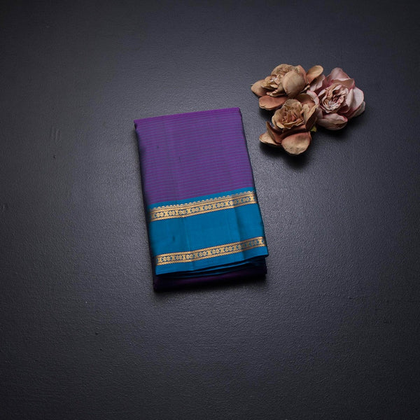 Purple Stripes Silk Saree And Rettapet Border