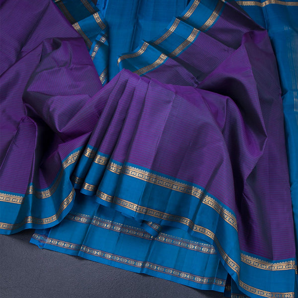 Purple Stripes Silk Saree And Rettapet Border
